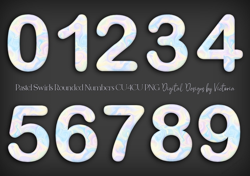 Pastel Swirls Rounded Numbers 