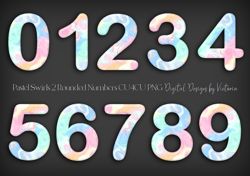 Pastel Swirls 2 Rounded Numbers 
