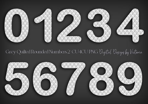 Grey Quilted Rounded Numbers