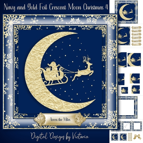 Navy and Gold Foil Crescent Moon Christmas 4