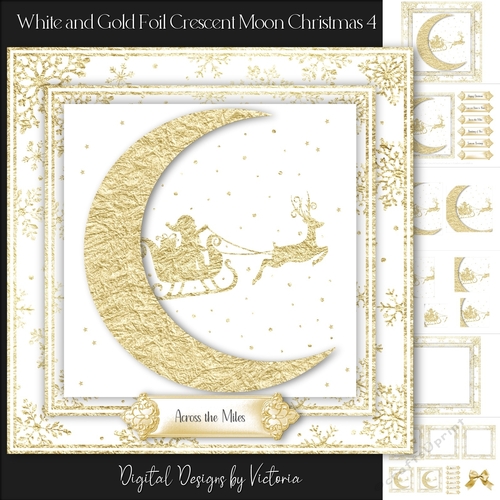White and Gold Foil Crescent Moon Christmas 4