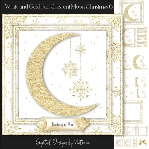 White and Gold Foil Crescent Moon Christmas 6