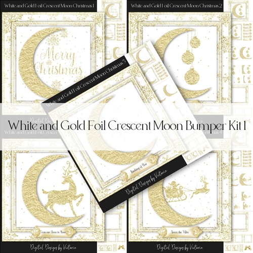 White and Gold Foil Crescent Moon Christmas Bumper Kit 1