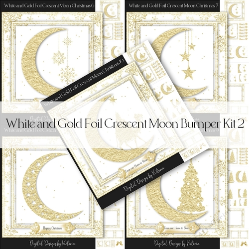 White and Gold Foil Crescent Moon Christmas Bumper Kit 2