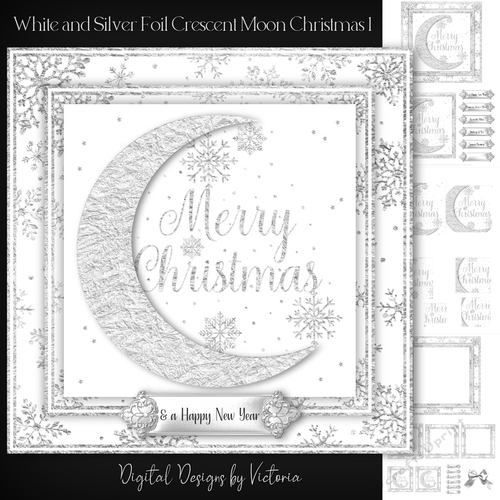 White and Silver Foil Crescent Moon Christmas 1