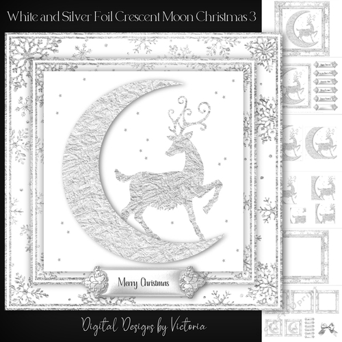 White and Silver Foil Crescent Moon Christmas 3