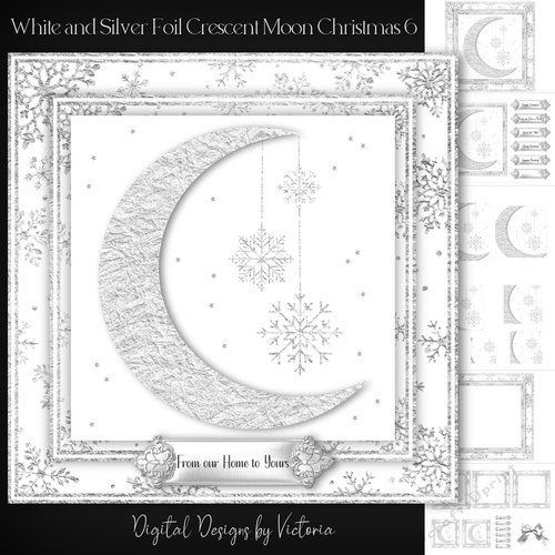 White and Silver Foil Crescent Moon Christmas 6
