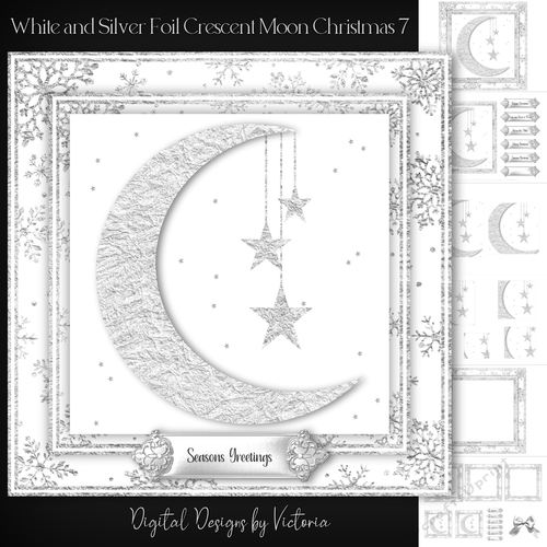 White and Silver Foil Crescent Moon Christmas 7