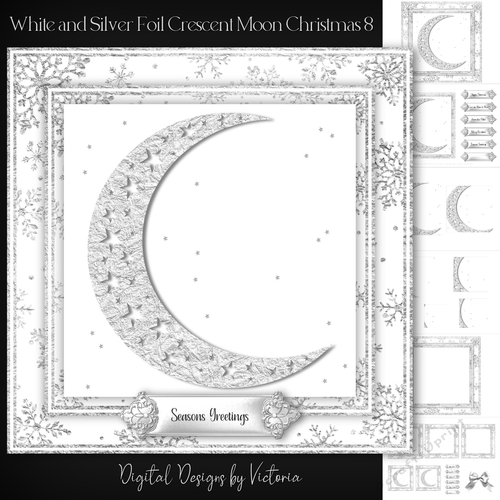 White and Silver Foil Crescent Moon Christmas 8