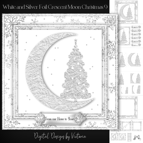 White and Silver Foil Crescent Moon Christmas 9