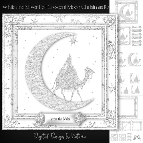White and Silver Foil Crescent Moon Christmas 10