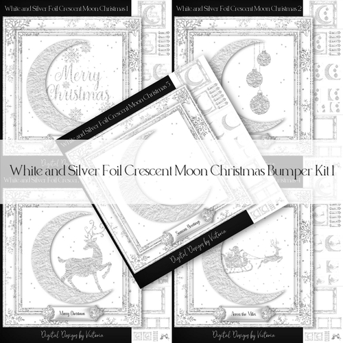 White and Silver Foil Crescent Moon Christmas Bumper Kit 1