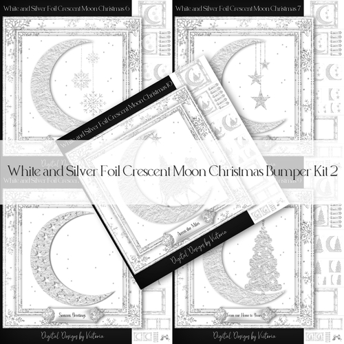 White and Silver Foil Crescent Moon Christmas Bumper Kit 2