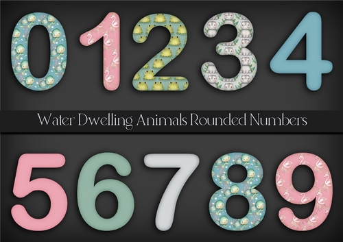Water Dwelling Animals Rounded Numbers PNG