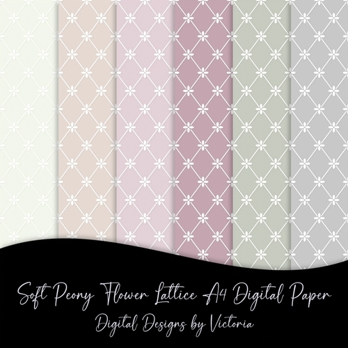 Soft Peony Flower Lattice A4 Digital paper