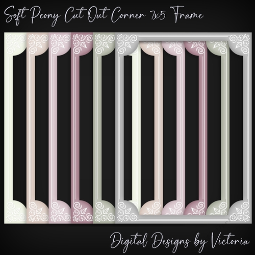 Soft Peony Cut Out Corner 7x5 Frame