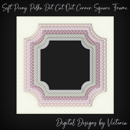 Soft Peony Polka Dot Cut Out Corner Square Frame