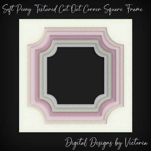 Soft Peony Textured Cut Out Corner Square Frame