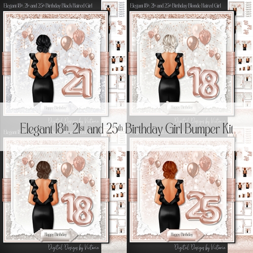 Elegant 18th, 21st and 25th Birthday Girl Bumper Kit