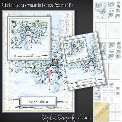 Christmas Snowman in Forest 7x5 Mini Kit