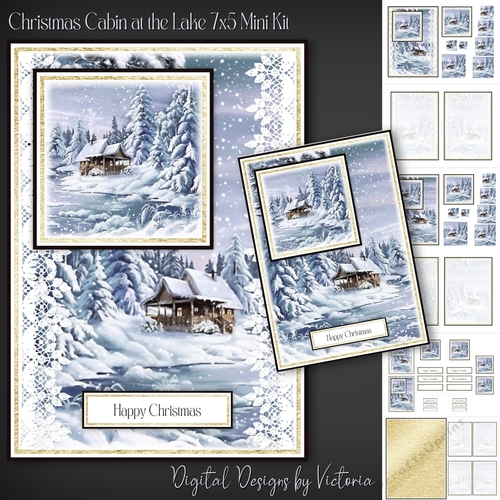 Christmas Cabin at the Lake 7x5 Mini Kit