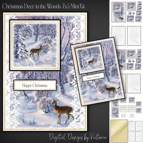 Christmas Deer in the Woods 7x5 Mini Kit