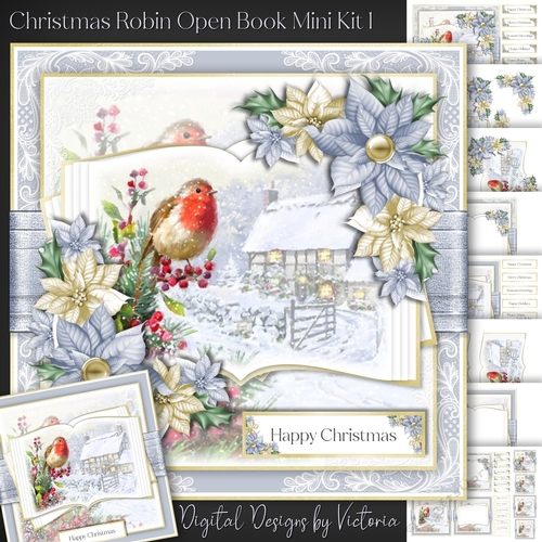 Christmas Robin Open Book Mini Kit 1