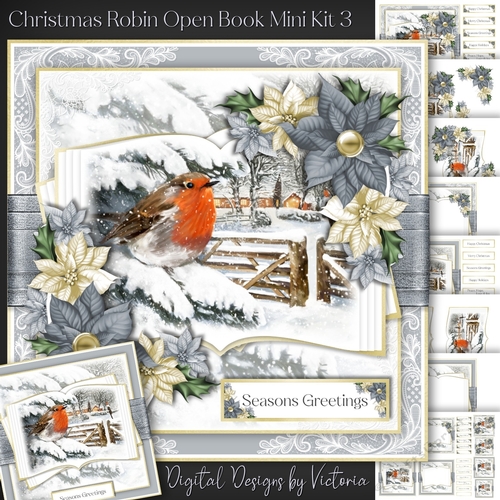 Christmas Robin Open Book Mini Kit 3