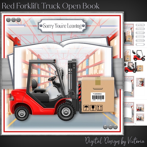 Red Forklift Truck Open Book