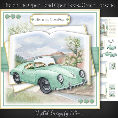 Life on the Open Road Open Book...Green Porsche
