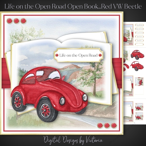 Life on the Open Road Open Book...Red VW Beetle