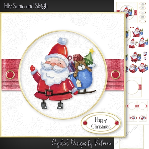 Jolly Santa and Sleigh