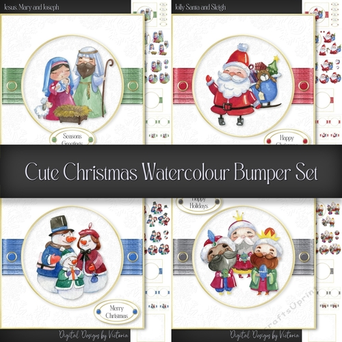 Cute Christmas Watercolour Bumper Set