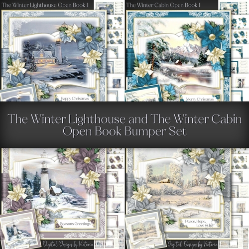 The Winter Lighthouse and The Winter Cabin Open Book Bumper Set