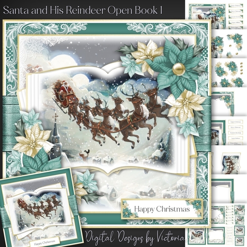 Santa and His Reindeer Open Book 1