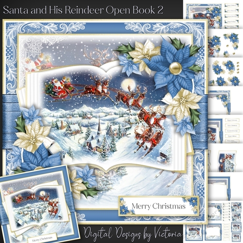 Santa and His Reindeer Open Book 2