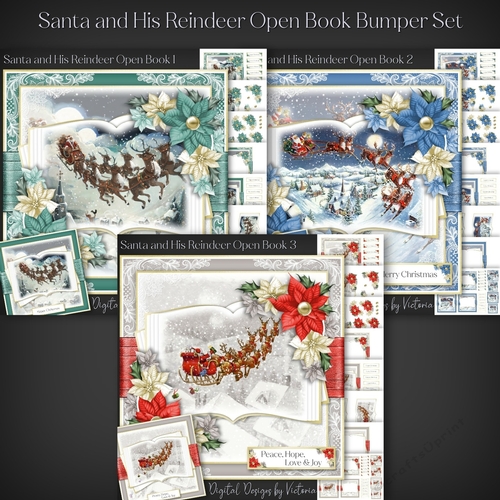Santa and His Reindeer Open Book Bumper Set