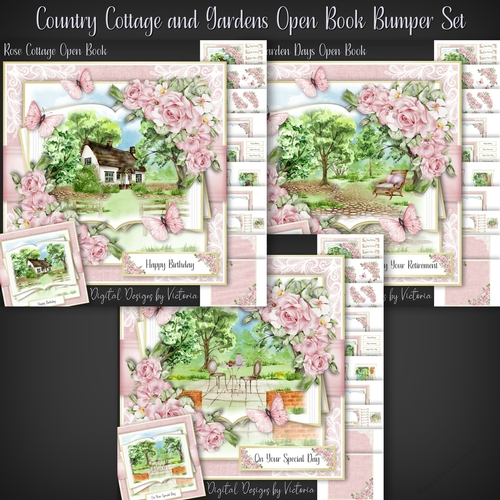 Country Cottage and Gardens Open Book Bumper Set