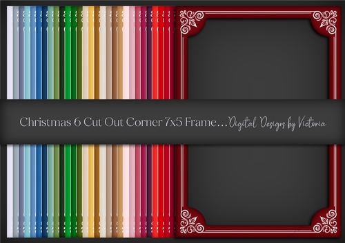 Christmas 6 Cut Out Corner 7x5 Frame PNG