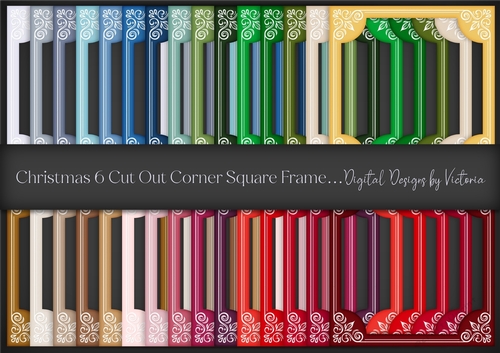 Christmas 6 Cut Out Corner Square Frame PNG