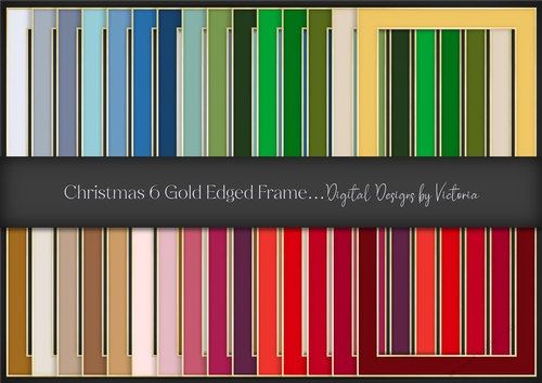 Christmas 6 Gold Edged Frame PNG