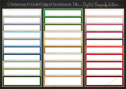 Christmas 6 Gold Edged Sentiment Tile PNG