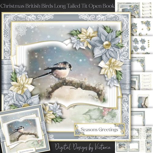 Christmas British Birds Long Tailed Tit Open Book
