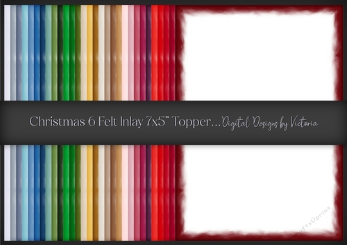 Christmas 6 Felt Inlay 7x5 Topper