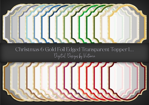 Christmas 6 Gold Foil Edged Transparent Topper 1
