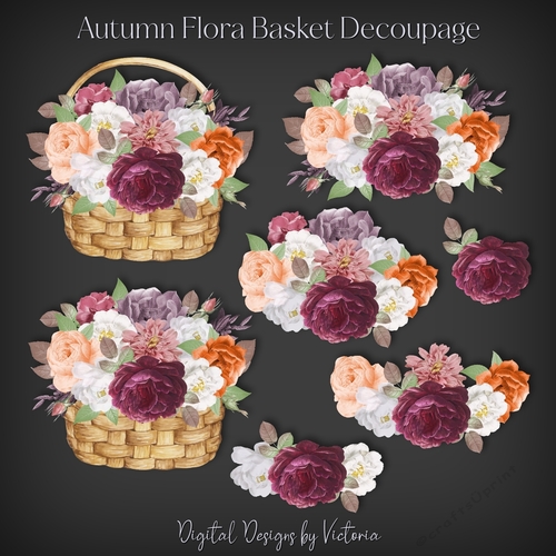 Autumn Flora Basket Decoupage