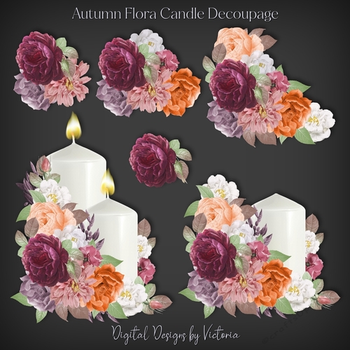 Autumn Flora Candle Decoupage