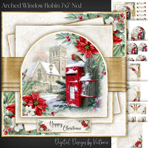 Arched Window Robin 7x7 inch No.1
