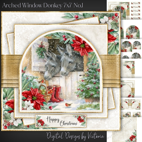 Arched Window Donkey 7x7 inch No.1
