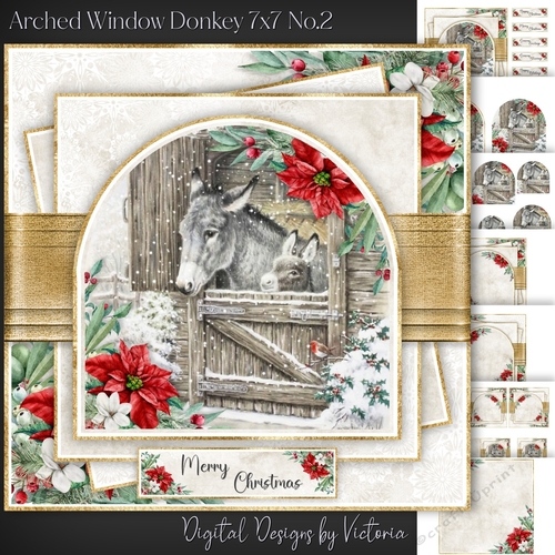 Arched Window Donkey 7x7 inch No.2